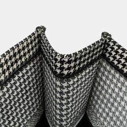 Pre Owned Dior Black Large Canvas Houndstooth Embroidered Book Tote