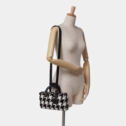 Pre Owned Dior Black Medium Canvas Macro Houndstooth Lady D Joy