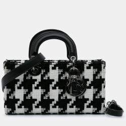Pre Owned Dior Black Medium Canvas Macro Houndstooth Lady D Joy