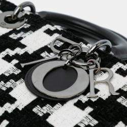 Pre Owned Dior Black Medium Canvas Macro Houndstooth Lady D Joy