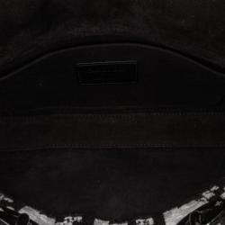 Pre Owned Dior Black Medium Canvas Macro Houndstooth Lady D Joy