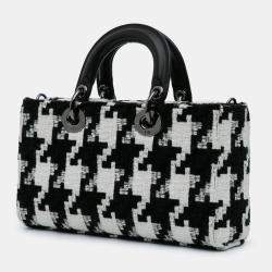 Pre Owned Dior Black Medium Canvas Macro Houndstooth Lady D Joy