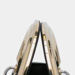 Pre Owned Dior Black Medium Calfskin Patch Embellished Lady Dior