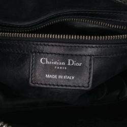 Pre Owned Dior Black Medium Calfskin Patch Embellished Lady Dior