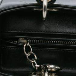 Pre Owned Dior Black Medium Calfskin Patch Embellished Lady Dior