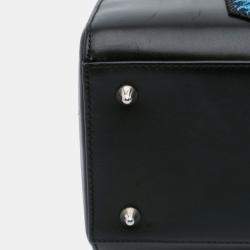 Pre Owned Dior Black Medium Calfskin Patch Embellished Lady Dior