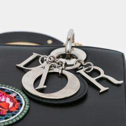 Pre Owned Dior Black Medium Calfskin Patch Embellished Lady Dior