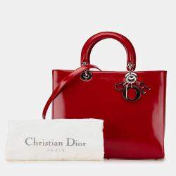 Pre Owned Dior Red Large Patent Lady Dior
