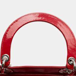 Pre Owned Dior Red Large Patent Lady Dior