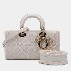 Pre Owned Dior White Medium Technical Fabric Macrocannage Lady D Joy