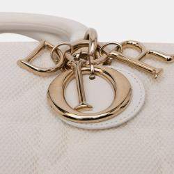 Pre Owned Dior White Medium Technical Fabric Macrocannage Lady D Joy
