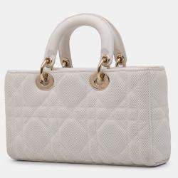 Pre Owned Dior White Medium Technical Fabric Macrocannage Lady D Joy