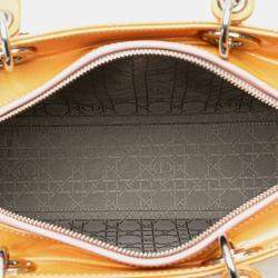 Pre Owned Dior Beige Large Patent Cannage Lady Dior