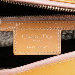 Pre Owned Dior Beige Large Patent Cannage Lady Dior