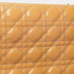 Pre Owned Dior Beige Large Patent Cannage Lady Dior