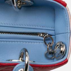 Pre Owned Dior Multicolor Medium Tricolor Lambskin Cannage Lady Dior