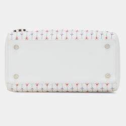 Pre Owned Dior White Medium Calfskin Embroidered Flower Lady Dior