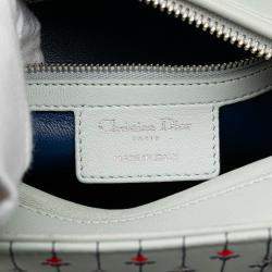 Pre Owned Dior White Medium Calfskin Embroidered Flower Lady Dior