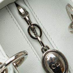 Pre Owned Dior White Medium Calfskin Embroidered Flower Lady Dior