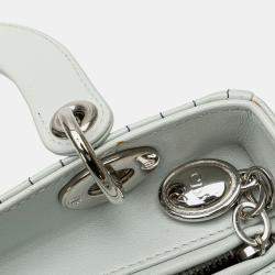 Pre Owned Dior White Medium Calfskin Embroidered Flower Lady Dior