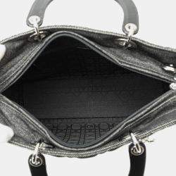 Pre Owned Dior Black Large Denim Cannage Lady Dior