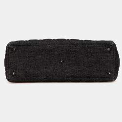 Pre Owned Dior Black Large Denim Cannage Lady Dior
