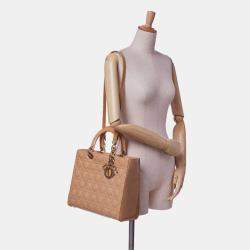 Pre Owned Dior Brown Large Patent Cannage Lady Dior