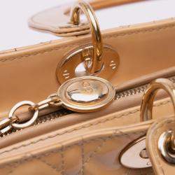 Pre Owned Dior Brown Large Patent Cannage Lady Dior