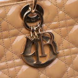 Pre Owned Dior Brown Large Patent Cannage Lady Dior