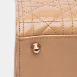Pre Owned Dior Brown Large Patent Cannage Lady Dior