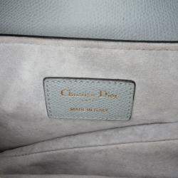 Pre Owned Dior Light Blue Mini Grained Calfskin Saddle Bag