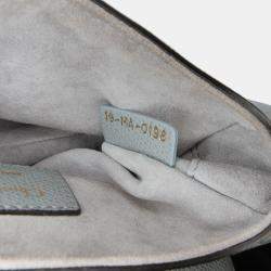 Pre Owned Dior Light Blue Mini Grained Calfskin Saddle Bag