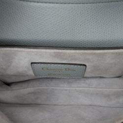 Pre Owned Dior Light Blue Mini Grained Calfskin Saddle Bag