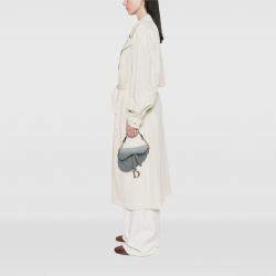 Pre Owned Dior Light Blue Mini Grained Calfskin Saddle Bag