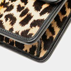Pre Owned Dior Brown Pony Hair Leopard Print 30 Montaigne Flap