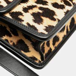 Pre Owned Dior Brown Pony Hair Leopard Print 30 Montaigne Flap