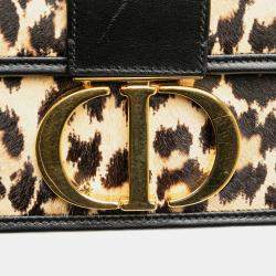 Pre Owned Dior Brown Pony Hair Leopard Print 30 Montaigne Flap