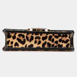Pre Owned Dior Brown Pony Hair Leopard Print 30 Montaigne Flap