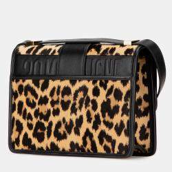 Pre Owned Dior Brown Pony Hair Leopard Print 30 Montaigne Flap