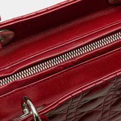 Pre Owned Dior Red Large Lambskin Cannage Lady Dior