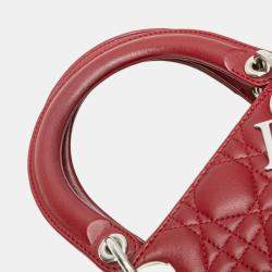 Pre Owned Dior Red Large Lambskin Cannage Lady Dior