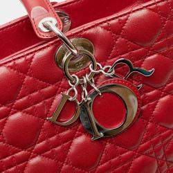 Pre Owned Dior Red Large Lambskin Cannage Lady Dior