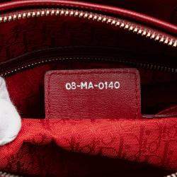 Pre Owned Dior Red Large Lambskin Cannage Lady Dior