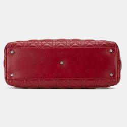 Pre Owned Dior Red Large Lambskin Cannage Lady Dior