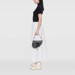 Pre Owned Dior Blue Oblique Canvas Saddle Bag