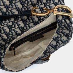 Pre Owned Dior Blue Oblique Canvas Saddle Bag
