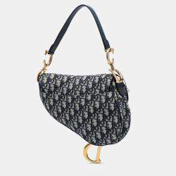 Pre Owned Dior Blue Oblique Canvas Saddle Bag