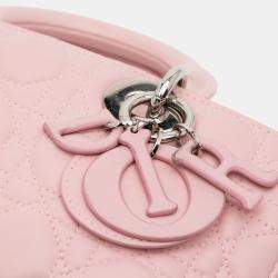 Pre Owned Dior Pink Medium Lambskin Cannage Lady D Joy