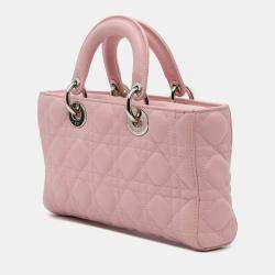 Pre Owned Dior Pink Medium Lambskin Cannage Lady D Joy