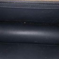 Pre Owned Dior Navy Blue Medium Patent Microcannage Diorama Flap